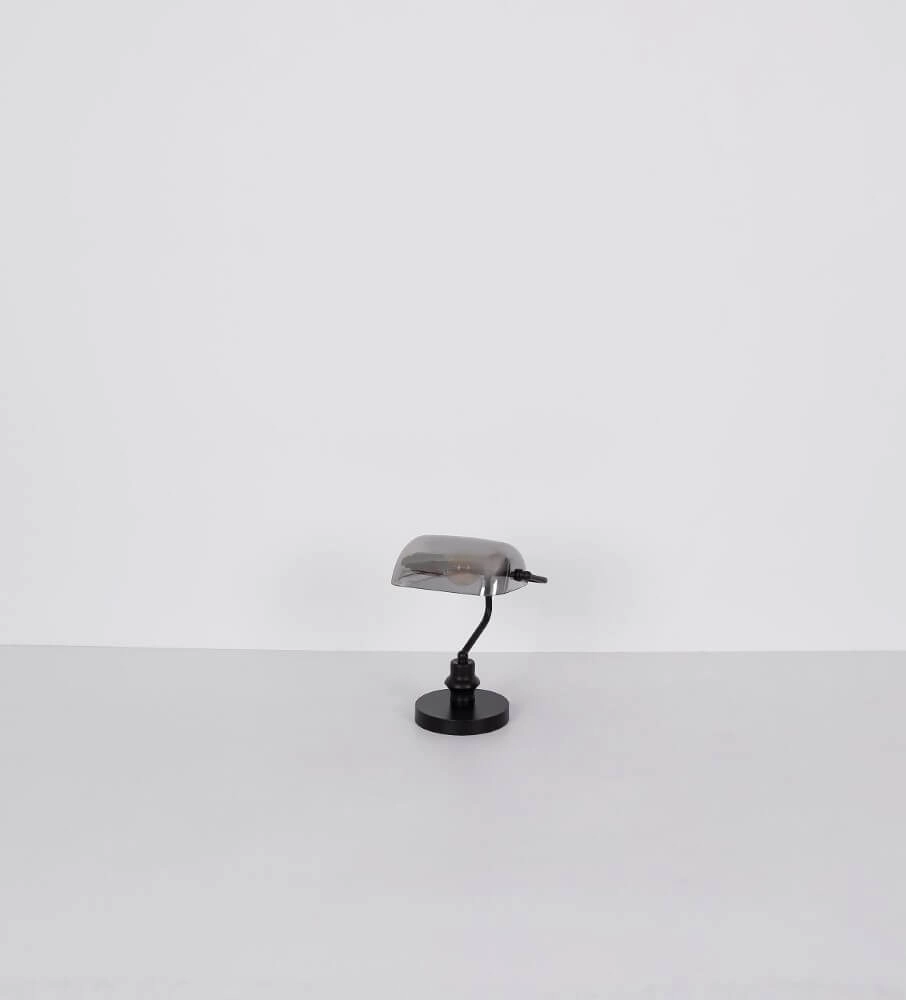 Schwarze Schreibtischlampe Antique mit Rauchglas Globo 9007371457779