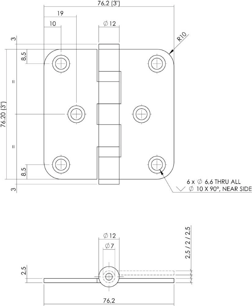 Kugelgelagertes Scharnier Rotura abgerundet auf 50kg schwarz Intersteel 8714186460740