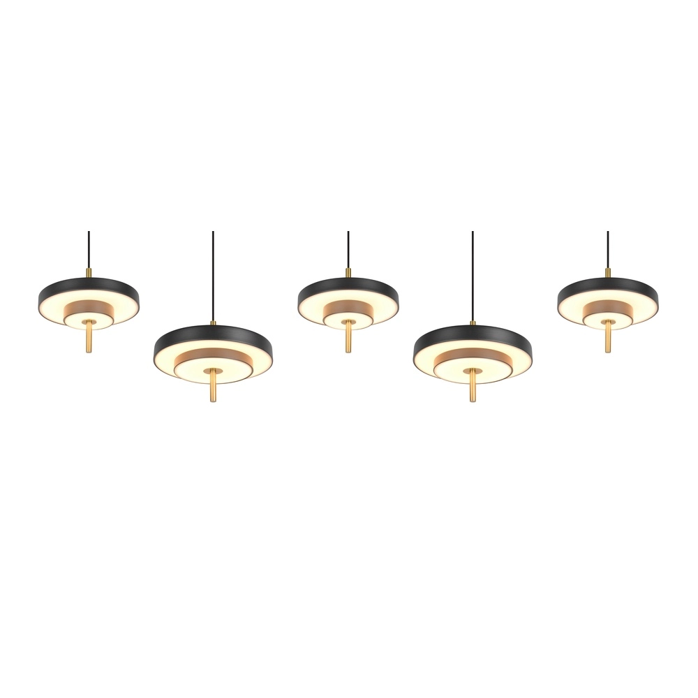 5-flammige Pendelleuchte Keaton schwarz mit gold Trio 4017807655483