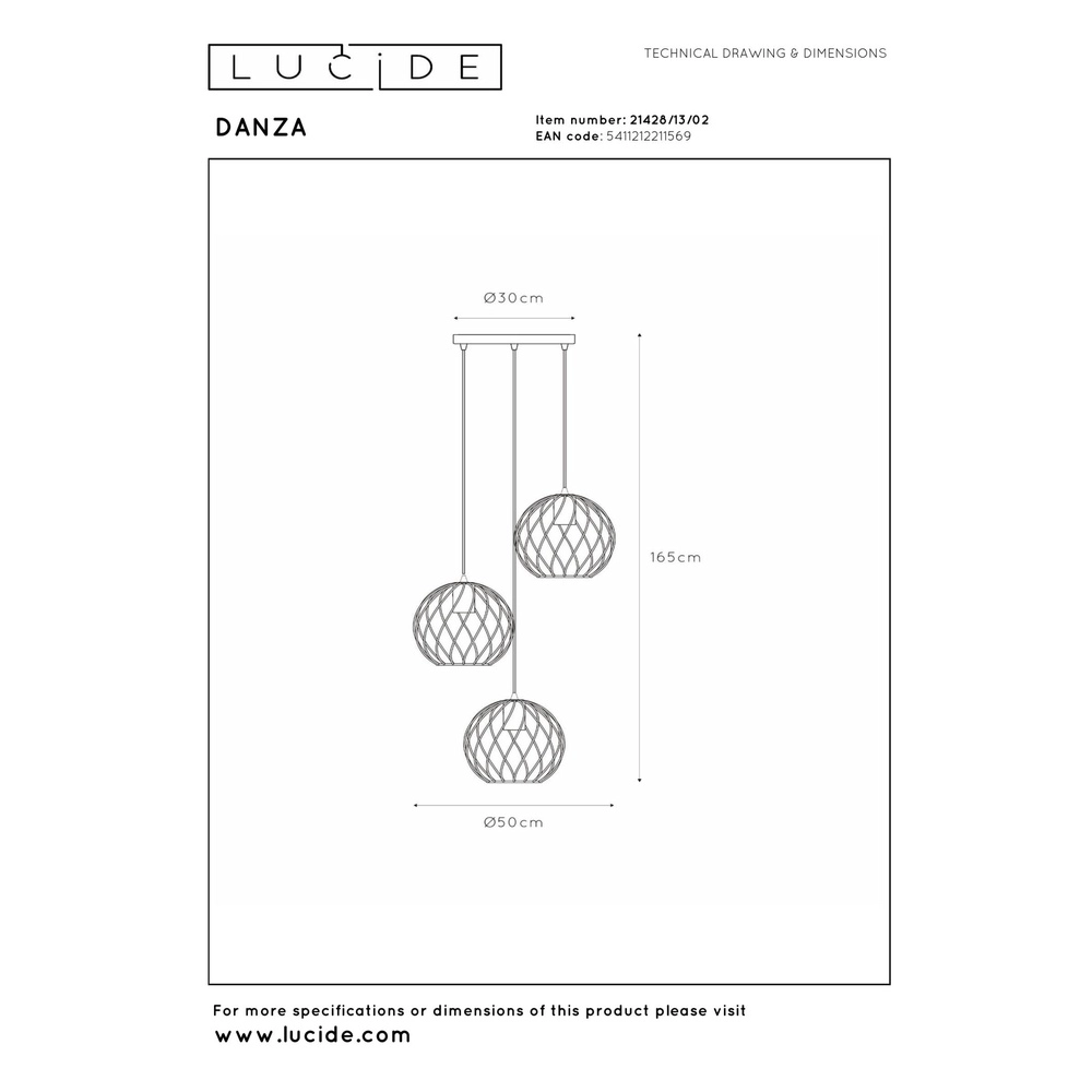 Pendellampe Danza Ø 50cm Gold Lucide 5411212211569