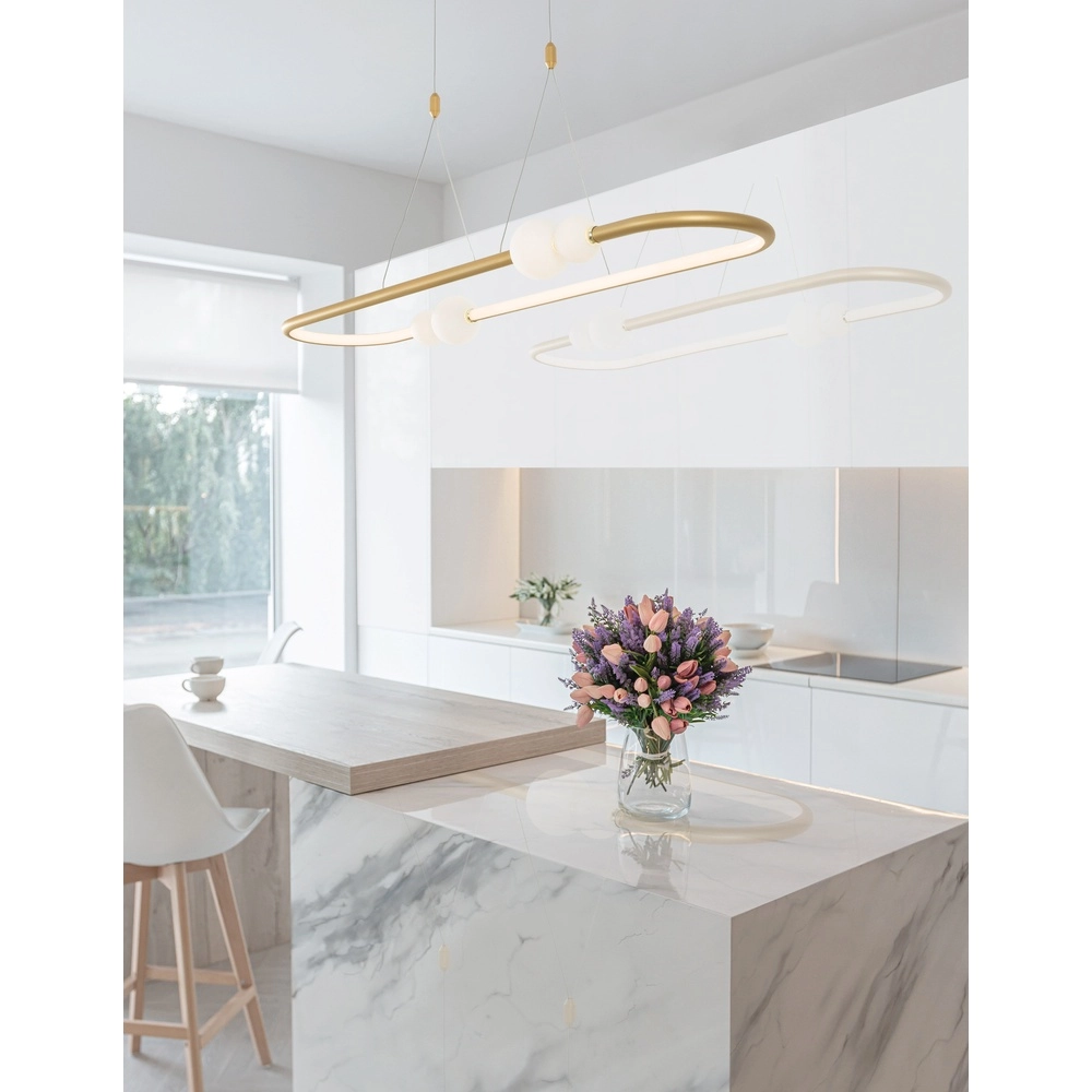 Pendelleuchte Celia Gold mit weißem Oval Lyora 5212017429346