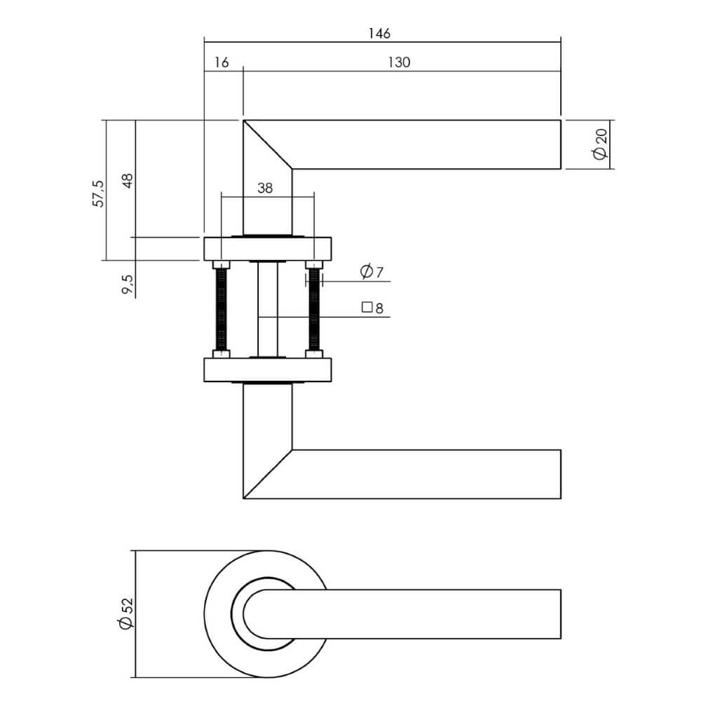 Komplettes Türdrücker-Set Bastian anthrazitfarbene Toilette Intersteel 8714186634882