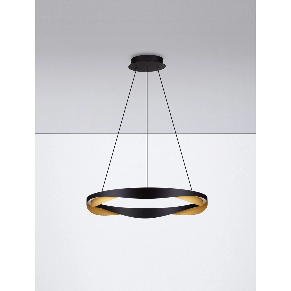 Pendelleuchte Radon Ø 65cm schwarz mit gold Lyora 5212017452504