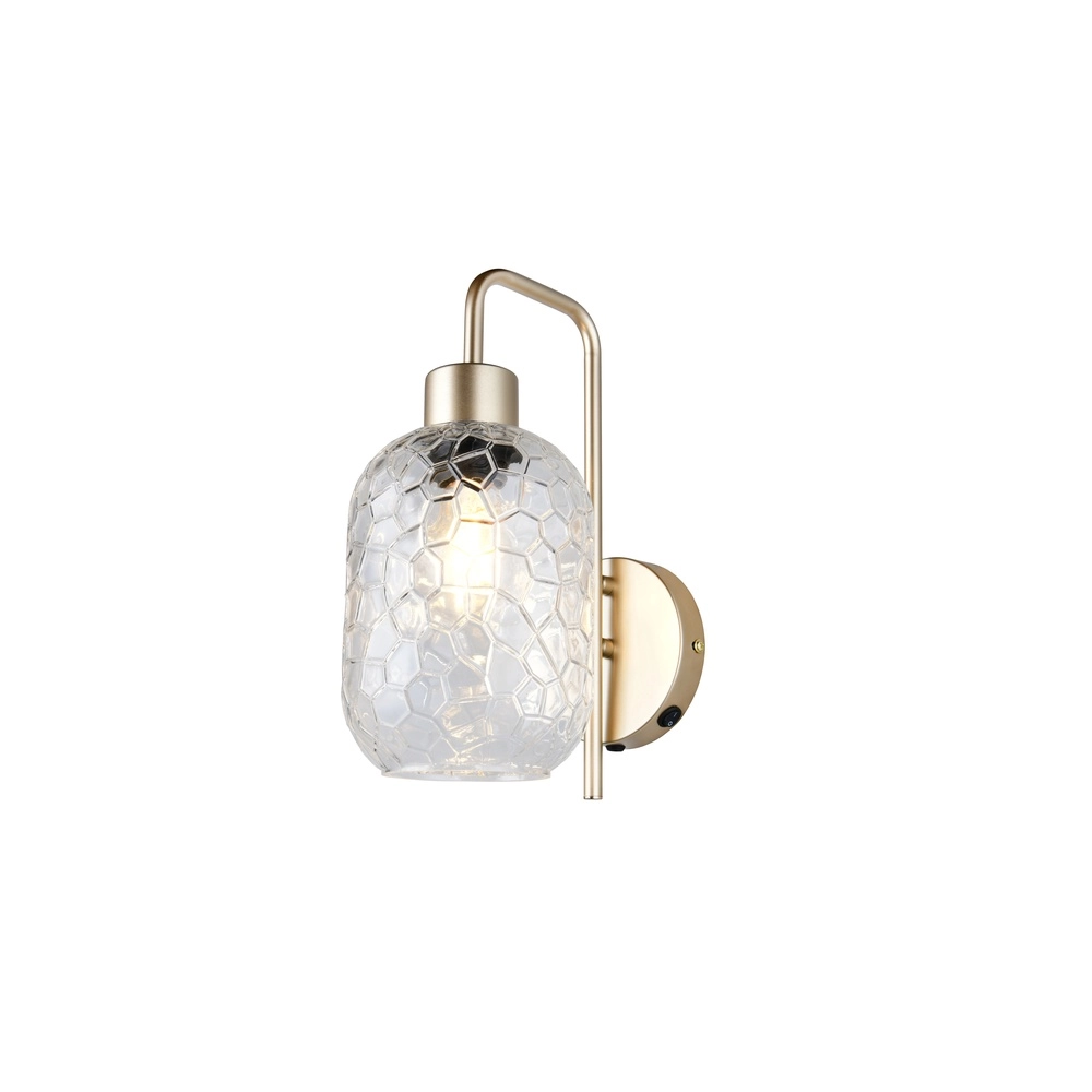 Wandlampe Emelie Gold mit Rauchglas