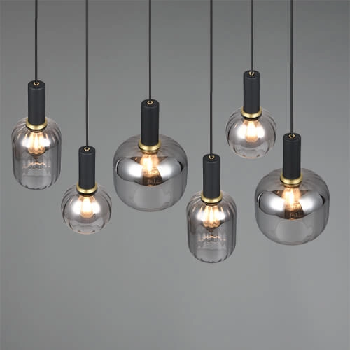 Hängelampe für das Esszimmer Diva 6-flammig – Rauchglas Trio 4017807614572