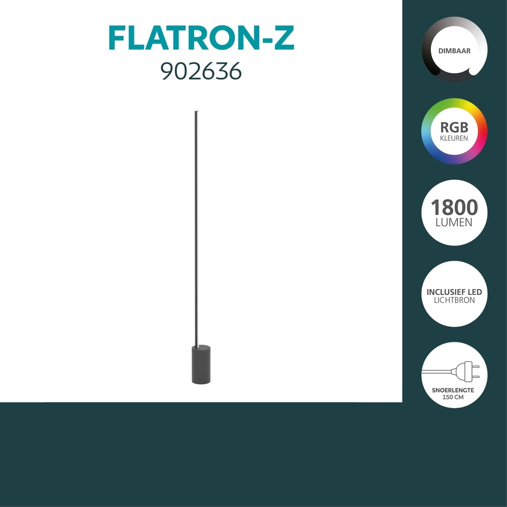 Intelligente Stehlampe Flatron-Z Schwarz Eglo 9008606390601
