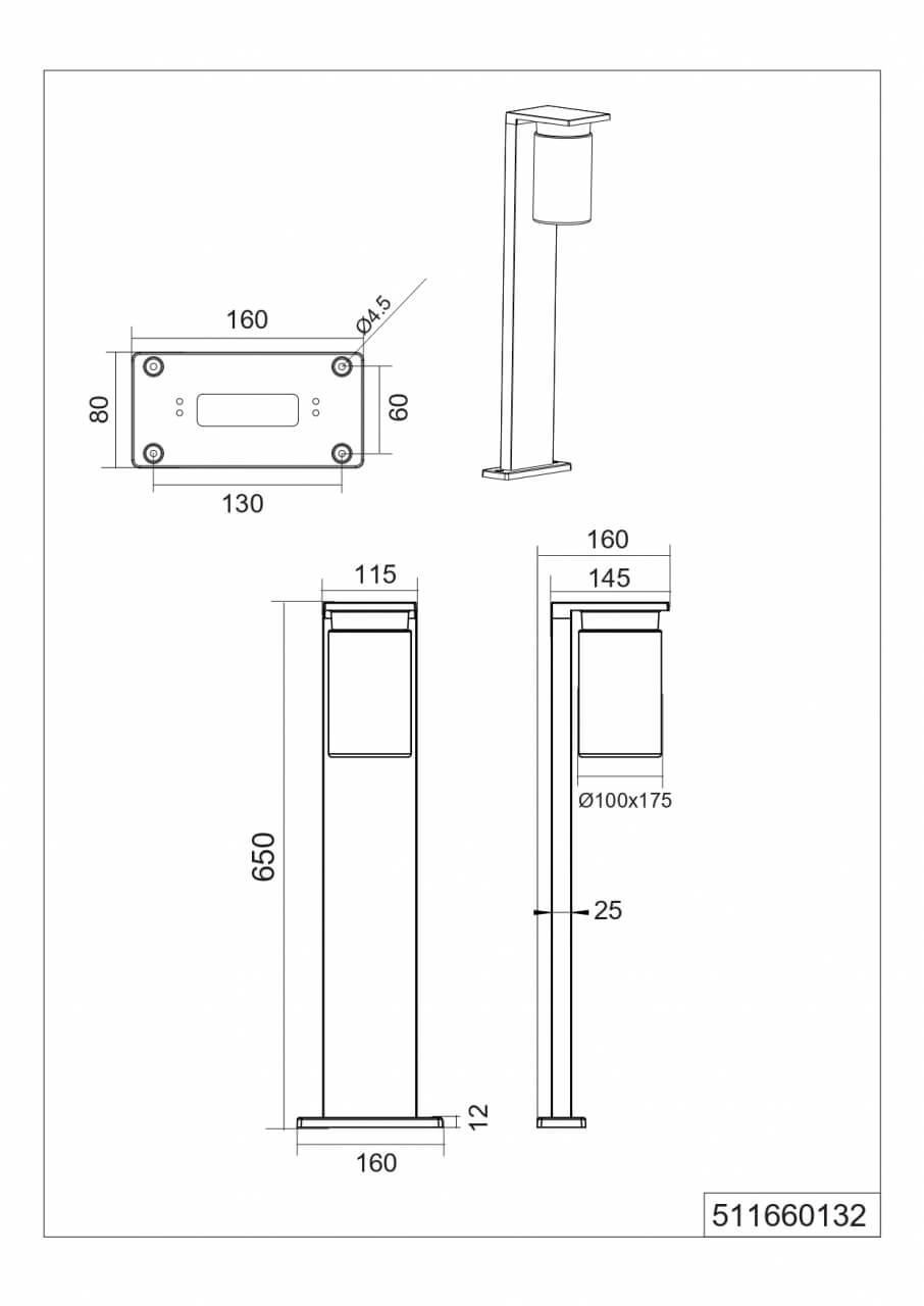 Stehlampe Ardila schwarz 65cm Trio 4017807564082