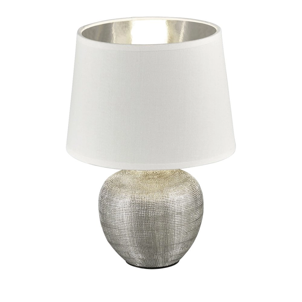 Tischlampe Luxor 26cm Silber mit Weiß