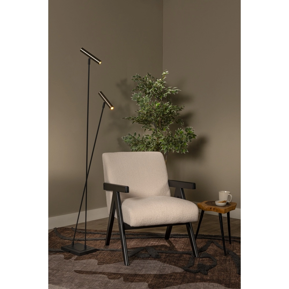 2-Licht Stehlampe Duarte Schwarz mit Metallgrau Lucide Vibes 5411212032195