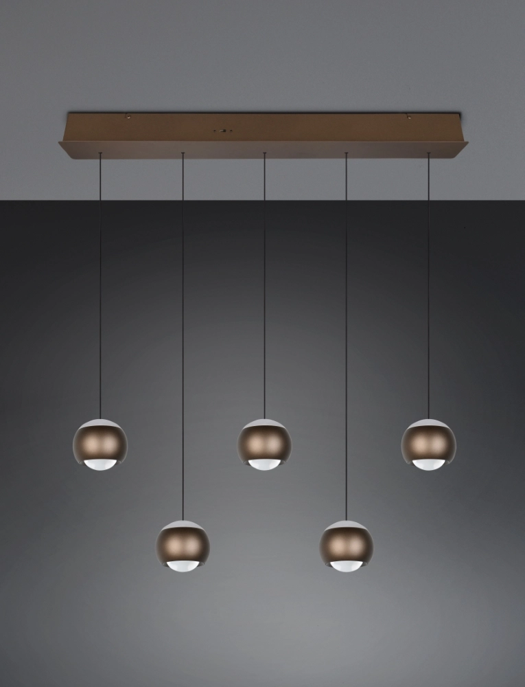 5-Licht LED-Pendelleuchten Orbit Esstisch – Platinbraun Trio 4017807686593