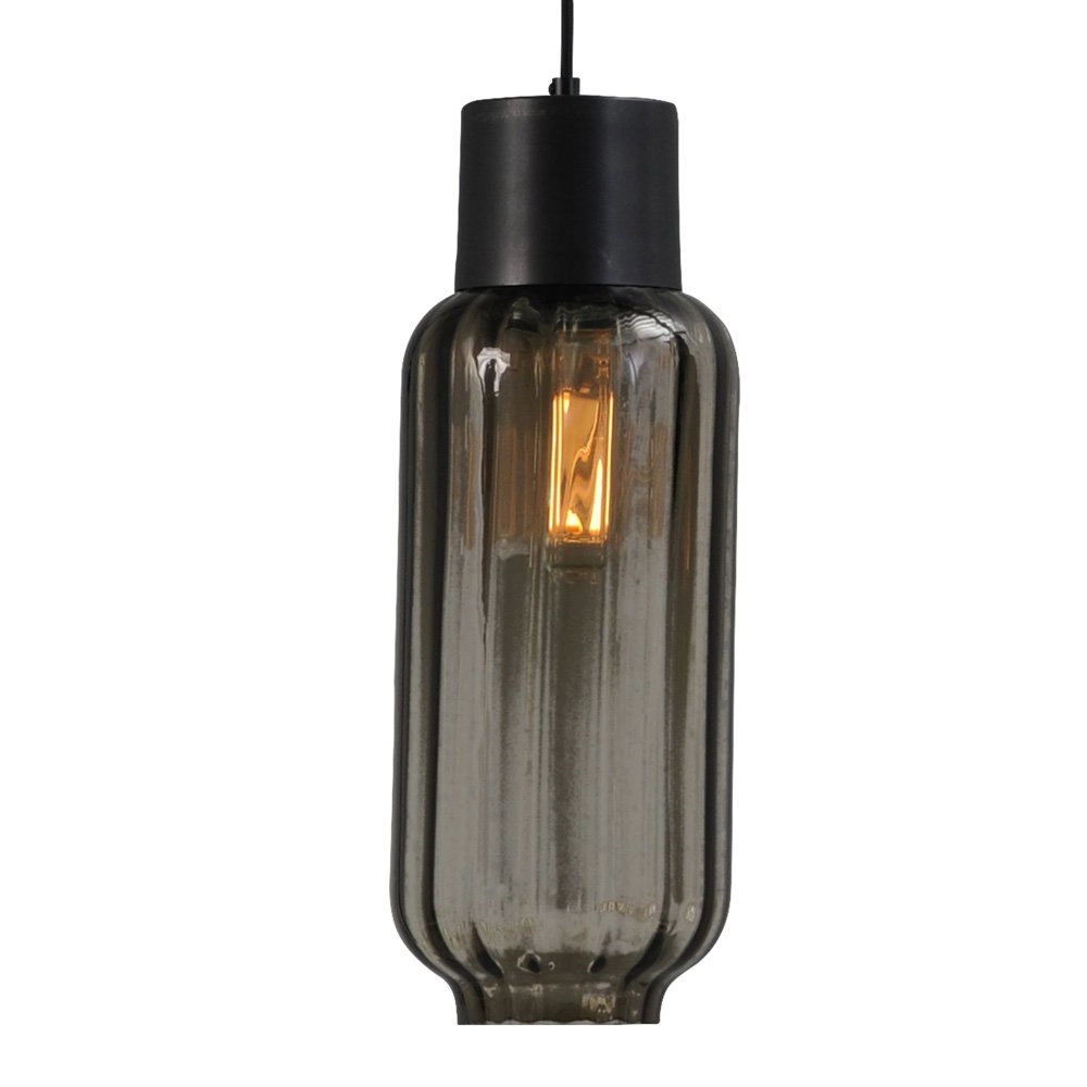 Hängeleuchte für Esszimmer Lett ll 2 Lichtschwarz mit Rauchglas Masterlight 8718121183268