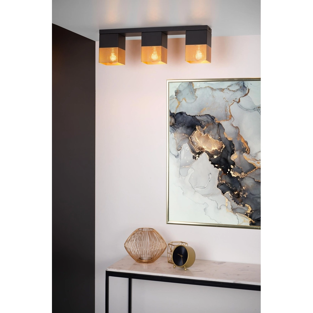 Design-Deckenlampe Renate 3-hell schwarz mit Gold Lucide 5411212211262