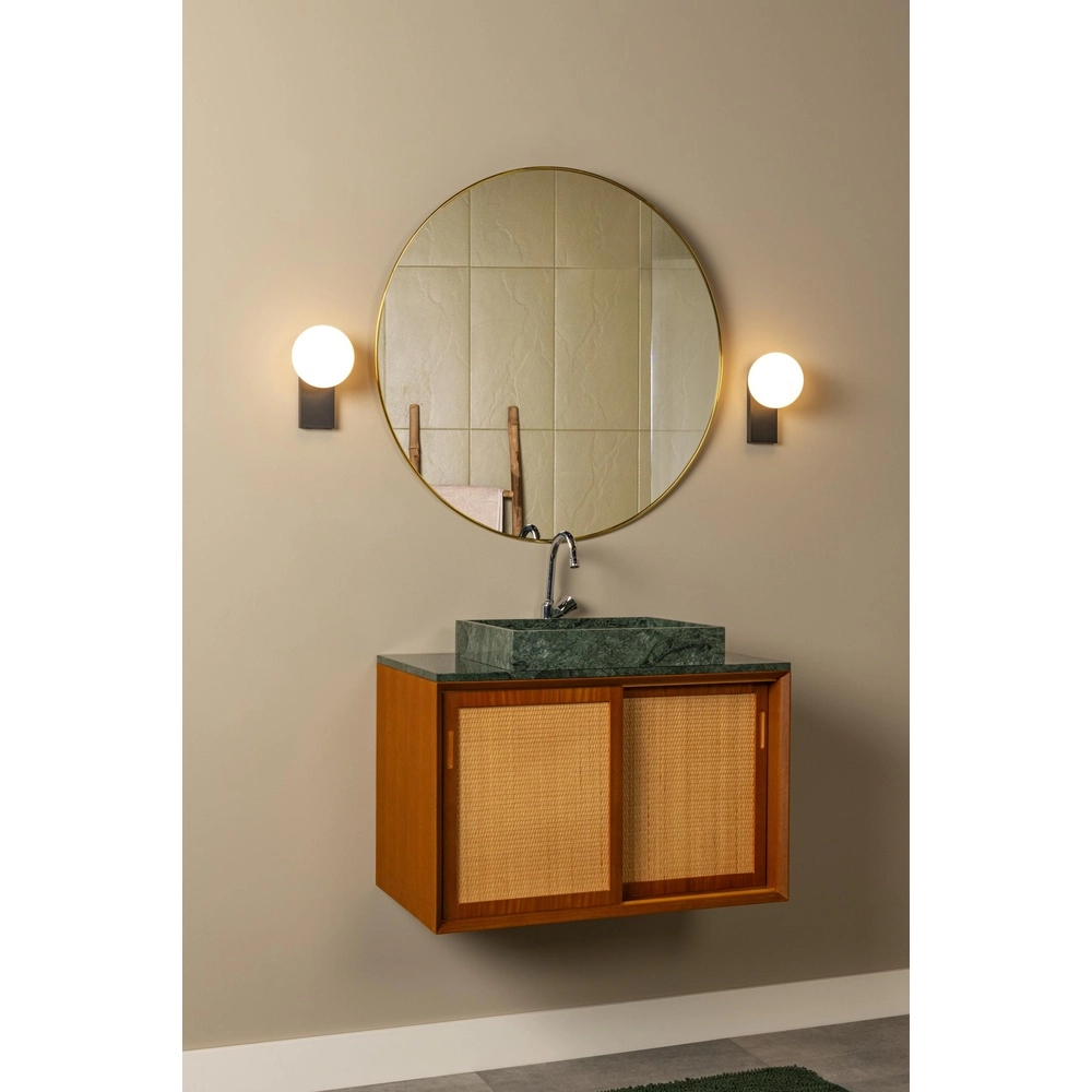 Wandlampe Tassa IP44 Schwarz mit weißer Kugel Lucide 5411212570079
