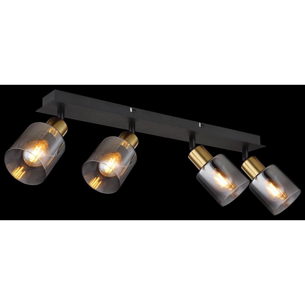 4-Licht Deckenlampe Hollsy Schwarz mit Rauchglas Globo 9007371451852