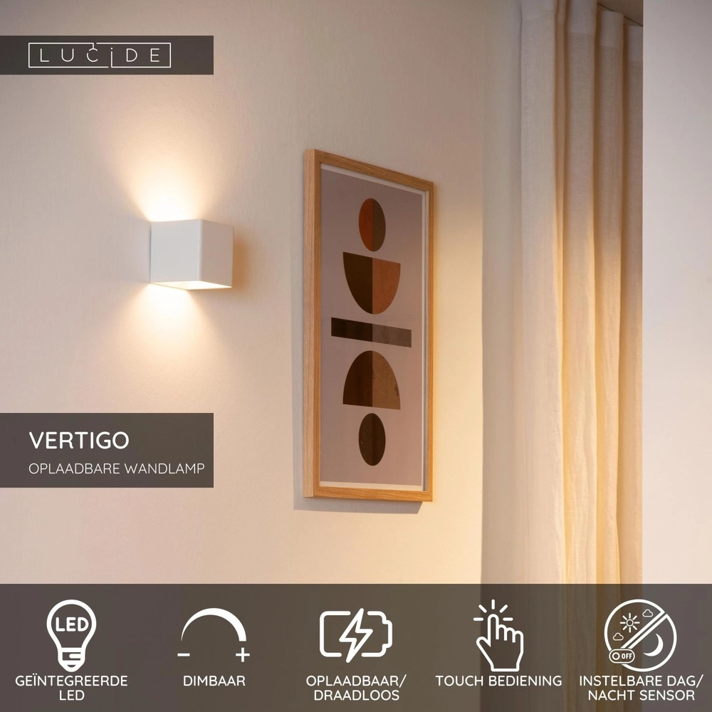 Wiederaufladbare Wandlampe Vertigo Magnetisches Weiß Lucide 5411212272393