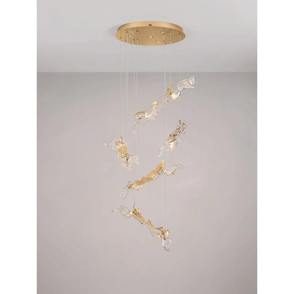 Goldene Pendellampe Avesa mit klarem Glas Ø 60 cm Lyora 5212063500433