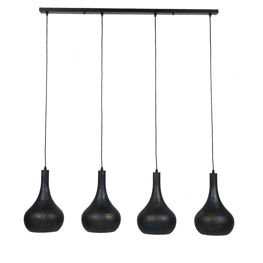 Loch-Esstisch-Pendellampe Punch 4x E27 – schwarzbraun Lyora 8716803512979