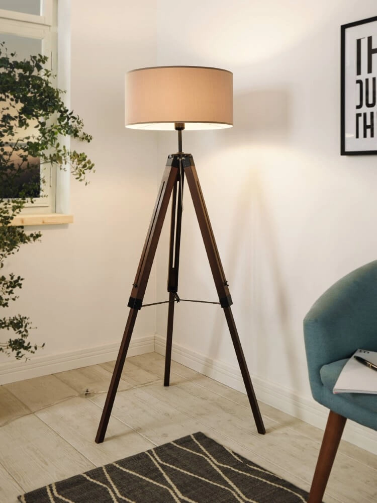 Stehlampe Lantada 106 cm Stativholz mit Taupe Eglo 9002759441159