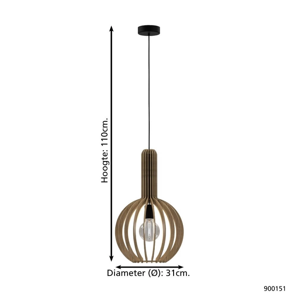 Hängelampe aus Holz Velasco Ø 31cm Eglo 9008606224043