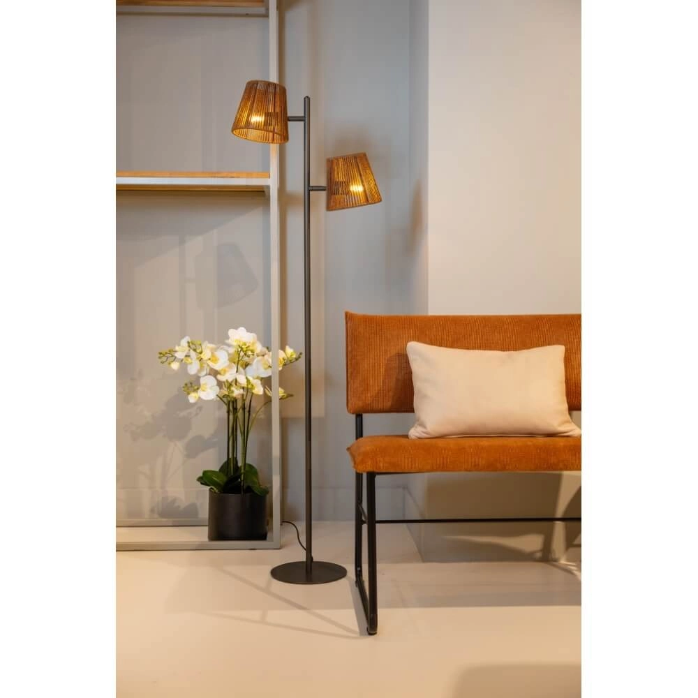 Stehlampe Daan braun mit Rattankappen ETH 8720195309338