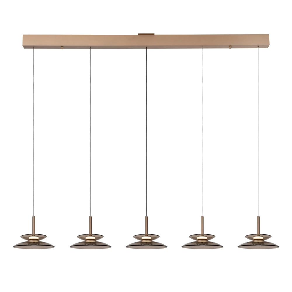 Essaal-Pendellampe Santiago LED – Champagner – 5x Ø 23 cm