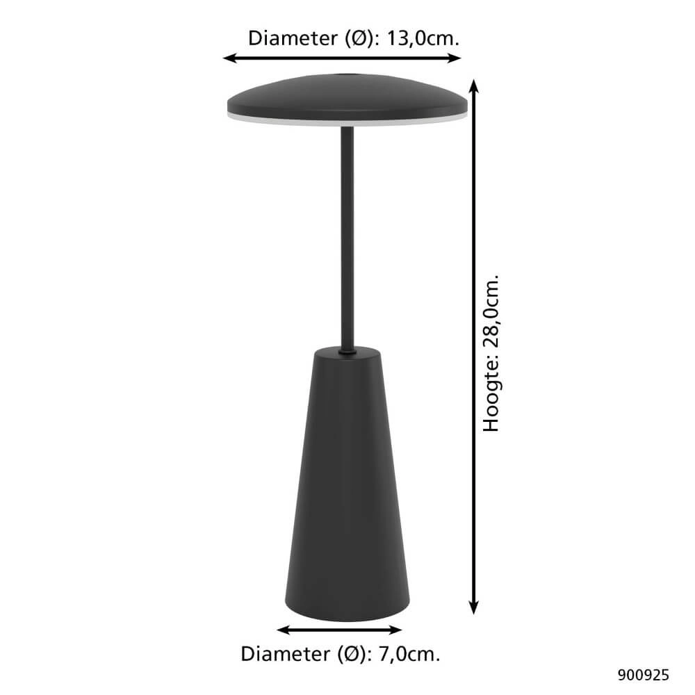 Schwarze Tischlampe Piccola Ø 13cm Eglo 9008606277803