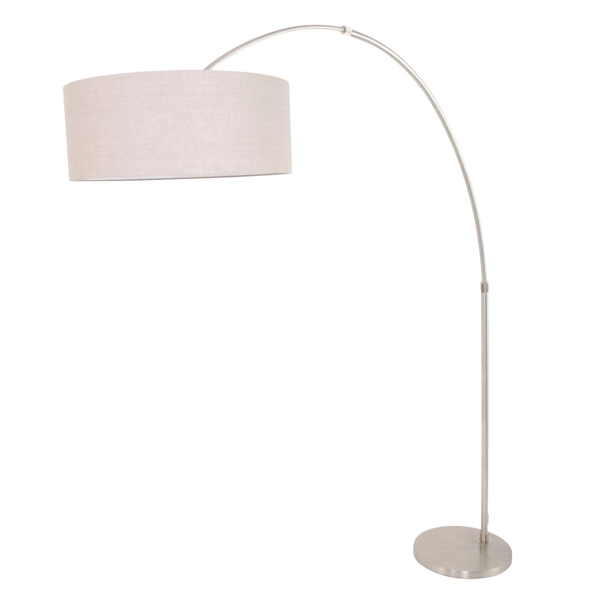 Bogenlampe Gramineus 50 Edelstahl mit brauner Lederhaube
