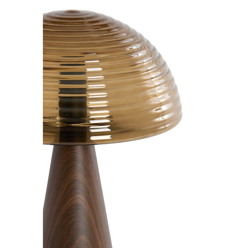 Tischlampe Mueda mit braunem Glas und dunklem Holz Light & Living 8717807760922