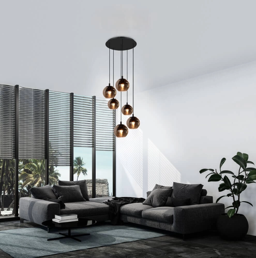 Hängelampe 6 Lichter Lemorieta Schwarz Stars of Light 9002759396879
