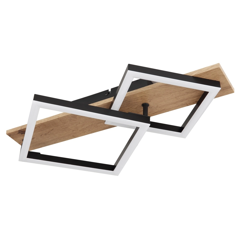 Deckenlampe Beatrix 47,5 cm Quadrate schwarz mit Holz Globo 9007371457380