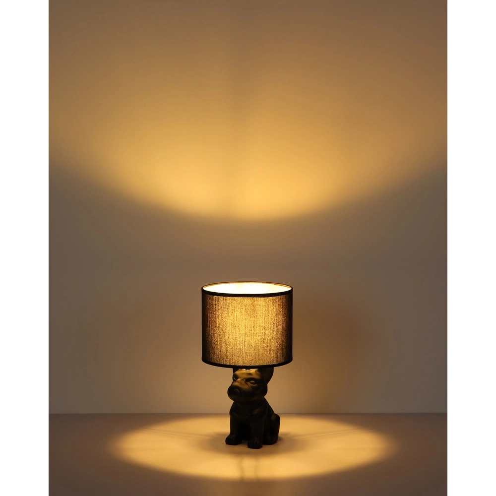 Tischlampe Dogo Hund Schwarz mit Mütze Globo 9007371566686
