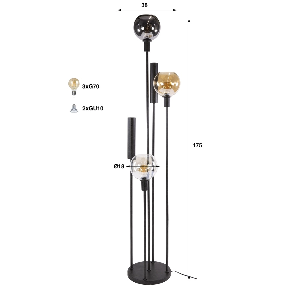 Stehlampe Sfera mit Brillen und Uplightern Lyora 8716803512412