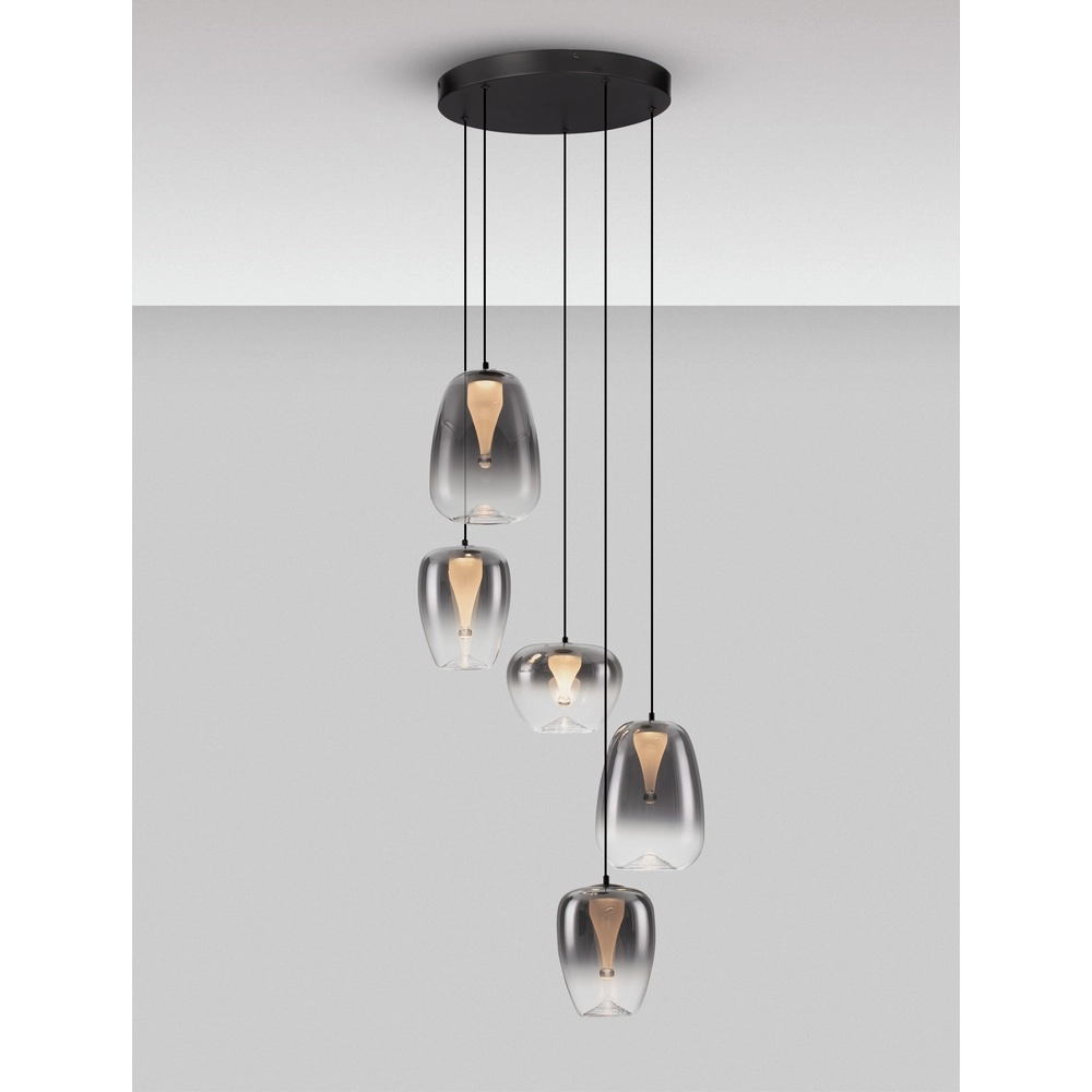 Design-Pendelleuchte Oblo 5-flammiges Rauchglas Lyora 5212017474148