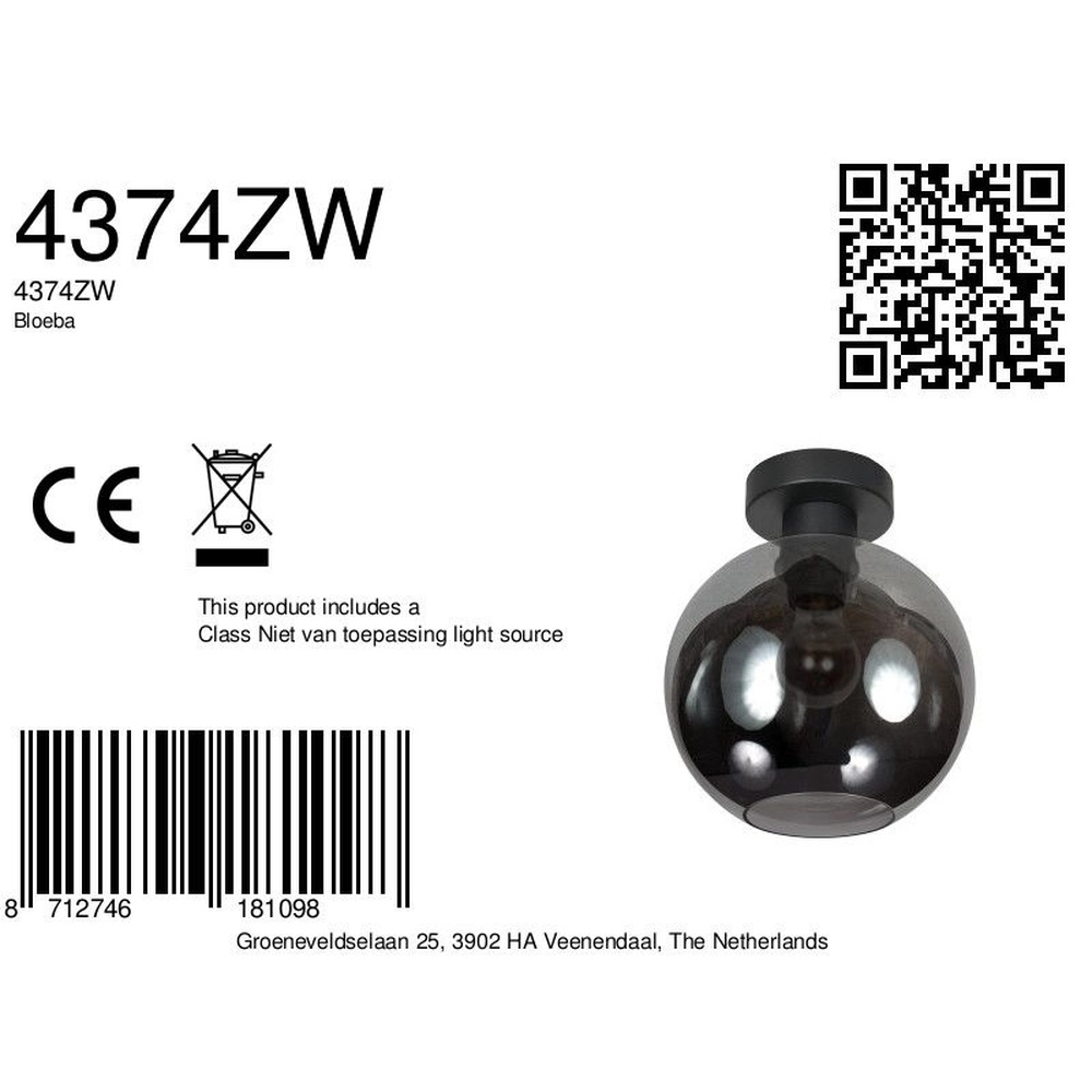 Deckenlampe Bloeba Kugel Rauchglas Ø 20cm Steinhauer 8712746181098