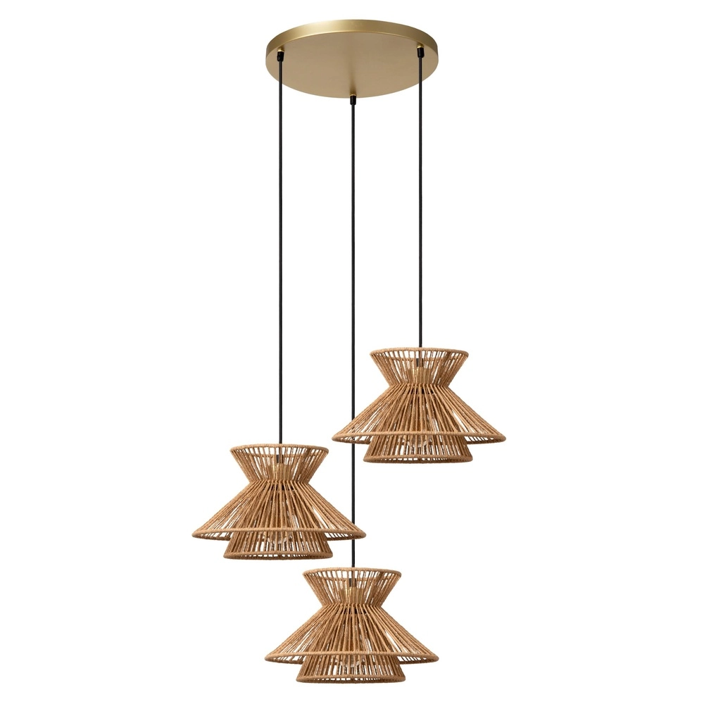 Pendellampe Tasman 3-Licht Rattan