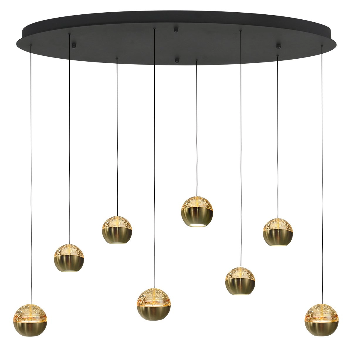 Ovale Pendellampe Belluno 8-Licht-LED – Messing