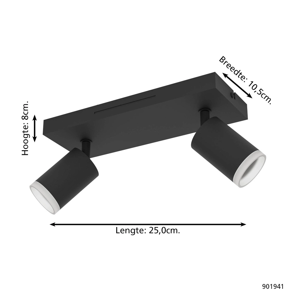 Intelligenter Aufbaustrahler Melitello-Z schwarz 2-flammig Eglo 9008606358120