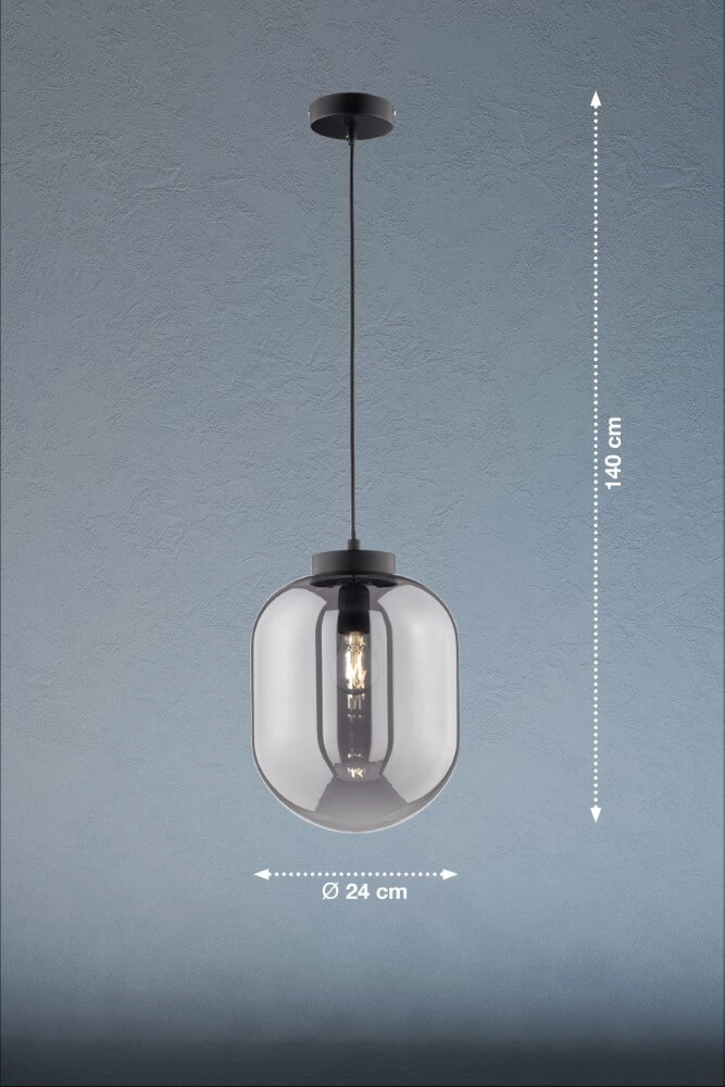 Hängelampe aus Rauchglas Regi Ø 24cm Fischer & Honsel 4003694607100