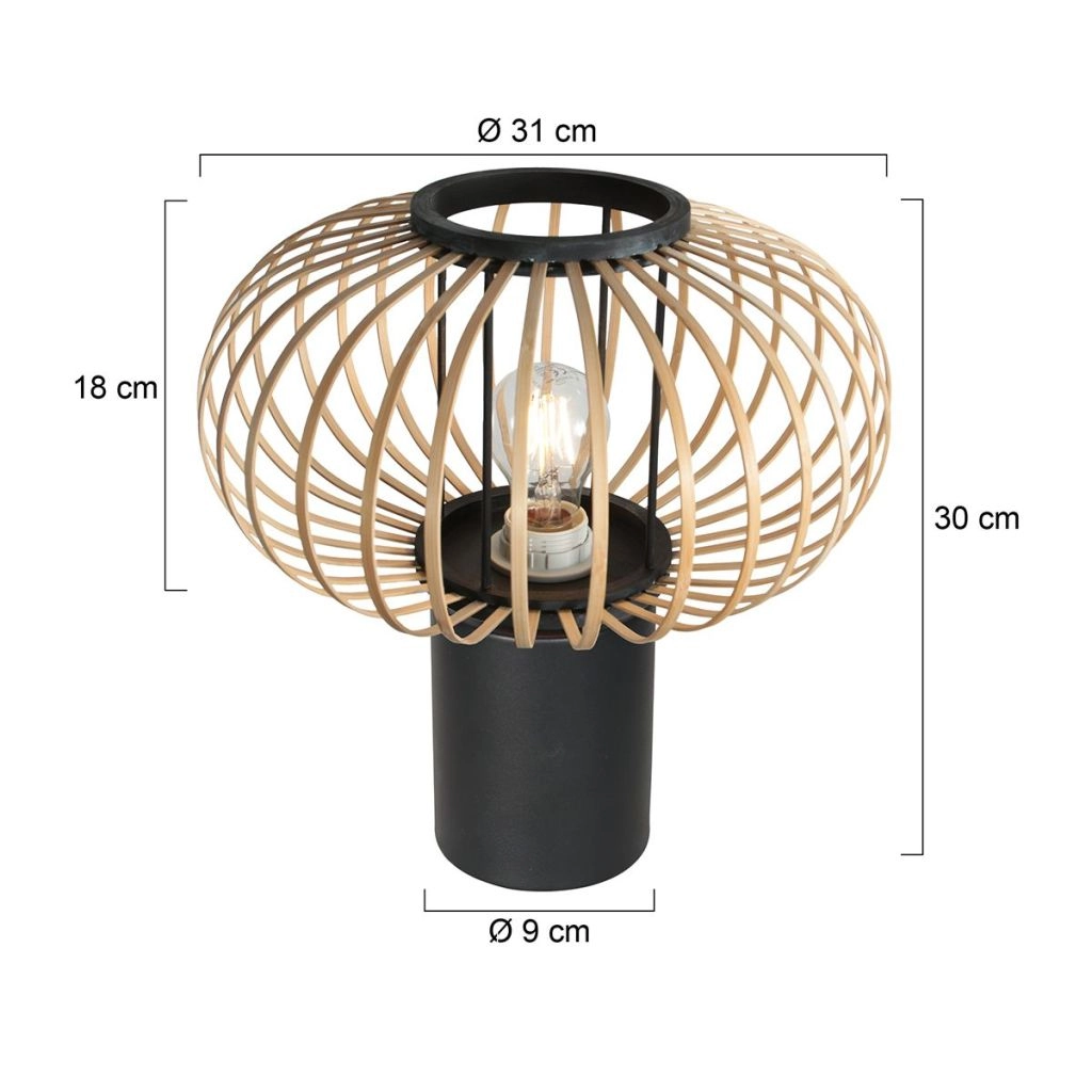 Tischlampe Silva mit Bambusschatten Ø31 cm Steinhauer 8712746182934
