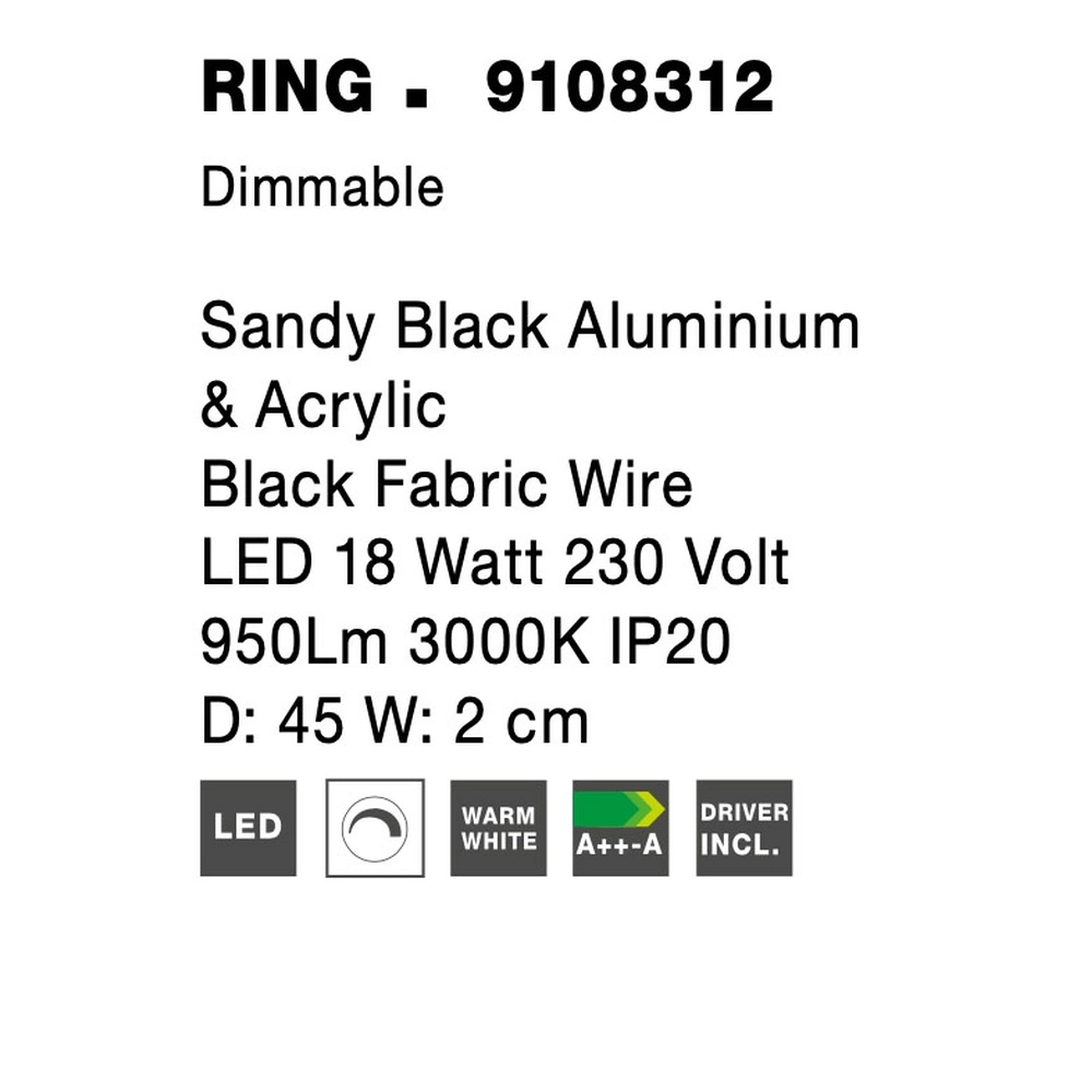 Stehlampe Ring schwarz Ø 45cm Lyora 5212017428134