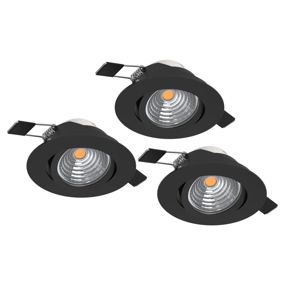 Set mit 3 Einbaustrahlern Saliceto schwarz Ø 8,8cm - 6,4W