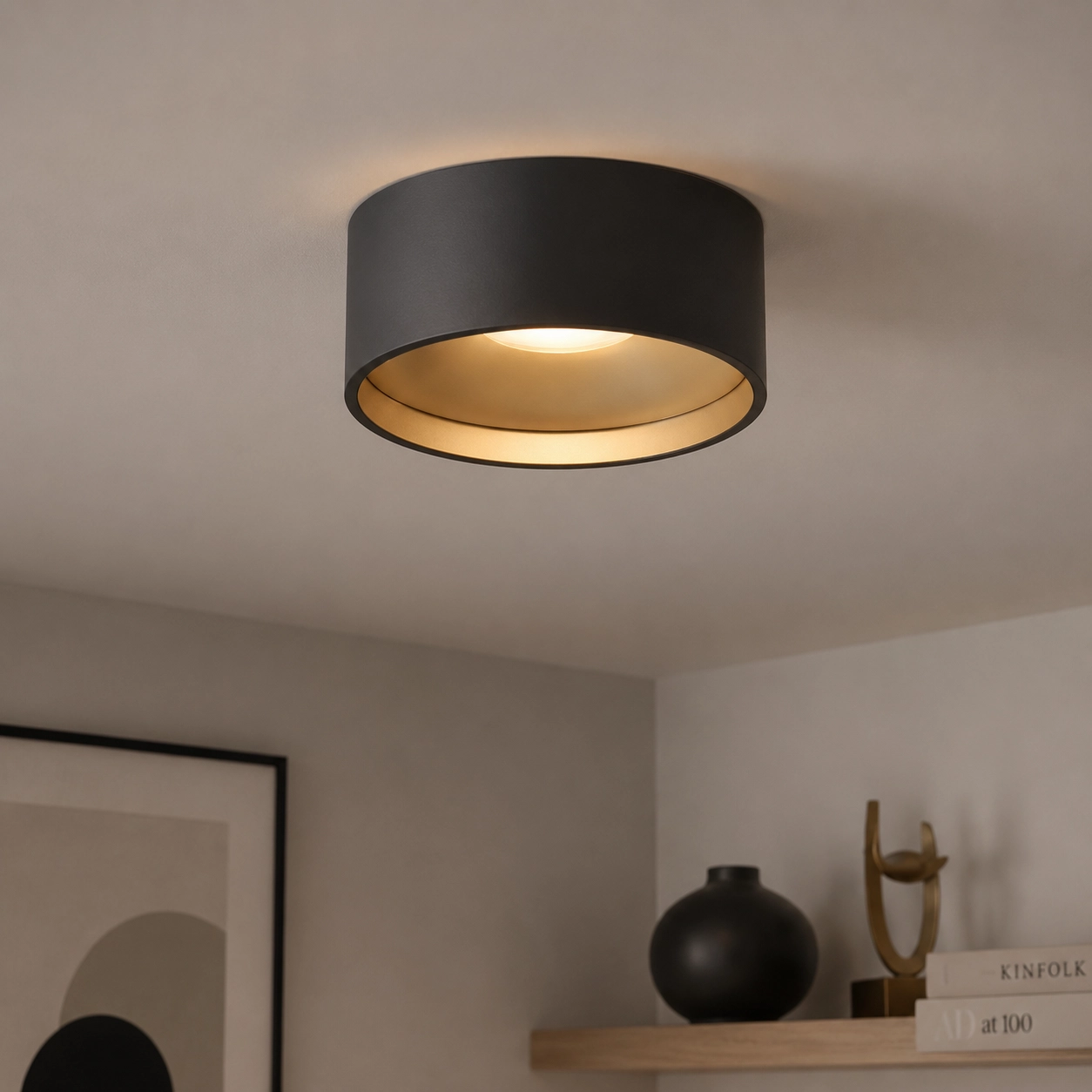 Deckenlampe im Badezimmer Oran Ø 12cm - Schwarz/Gold