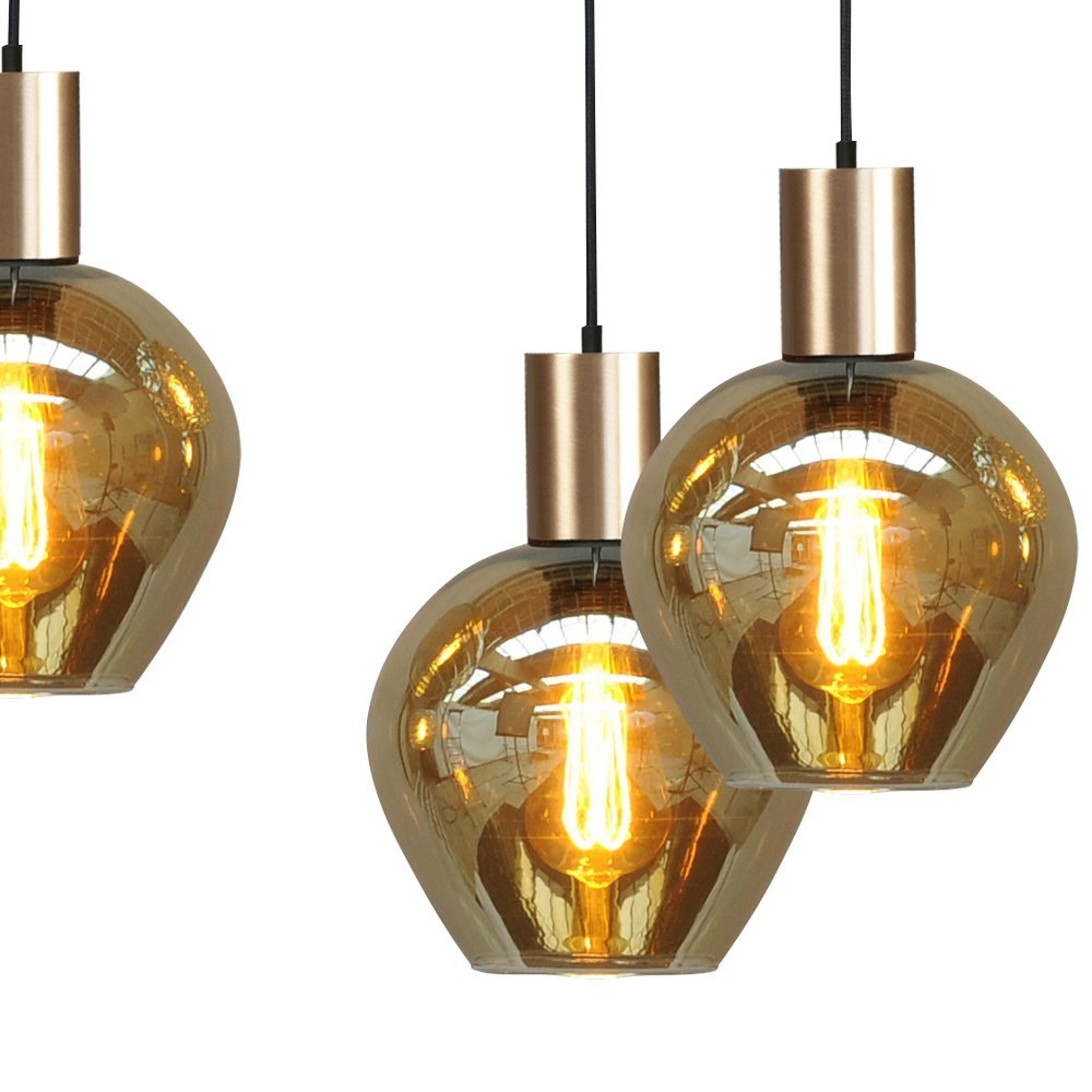 Schwarze Hängelampe mit Gold Bounty 6-flammiges rundes Glas Masterlight 8718121247892
