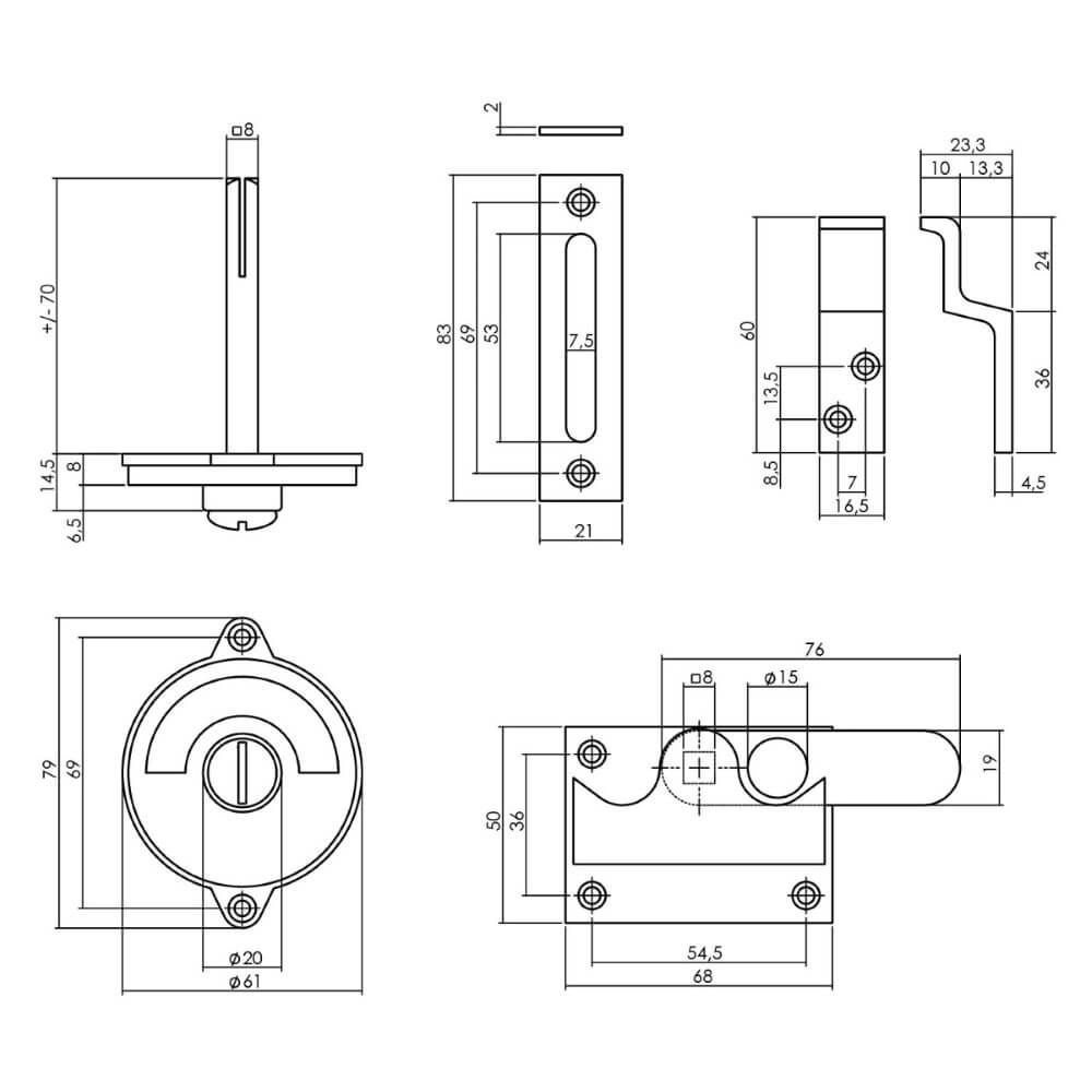 Toiletten-Transfer Tira flaches rotes/grünes Messing unlackiert Intersteel 8714186523582