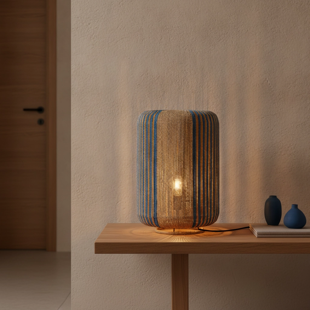 Tischlampe Abby Ø 33cm braun mit blau