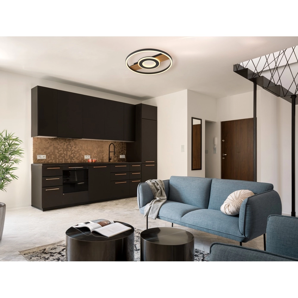 Schwarze Deckenlampe Pikara Design mit Holz Globo 9007371462711