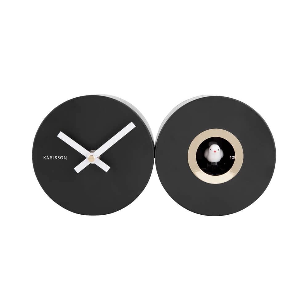 Wanduhr Duo Cuckoo schwarz