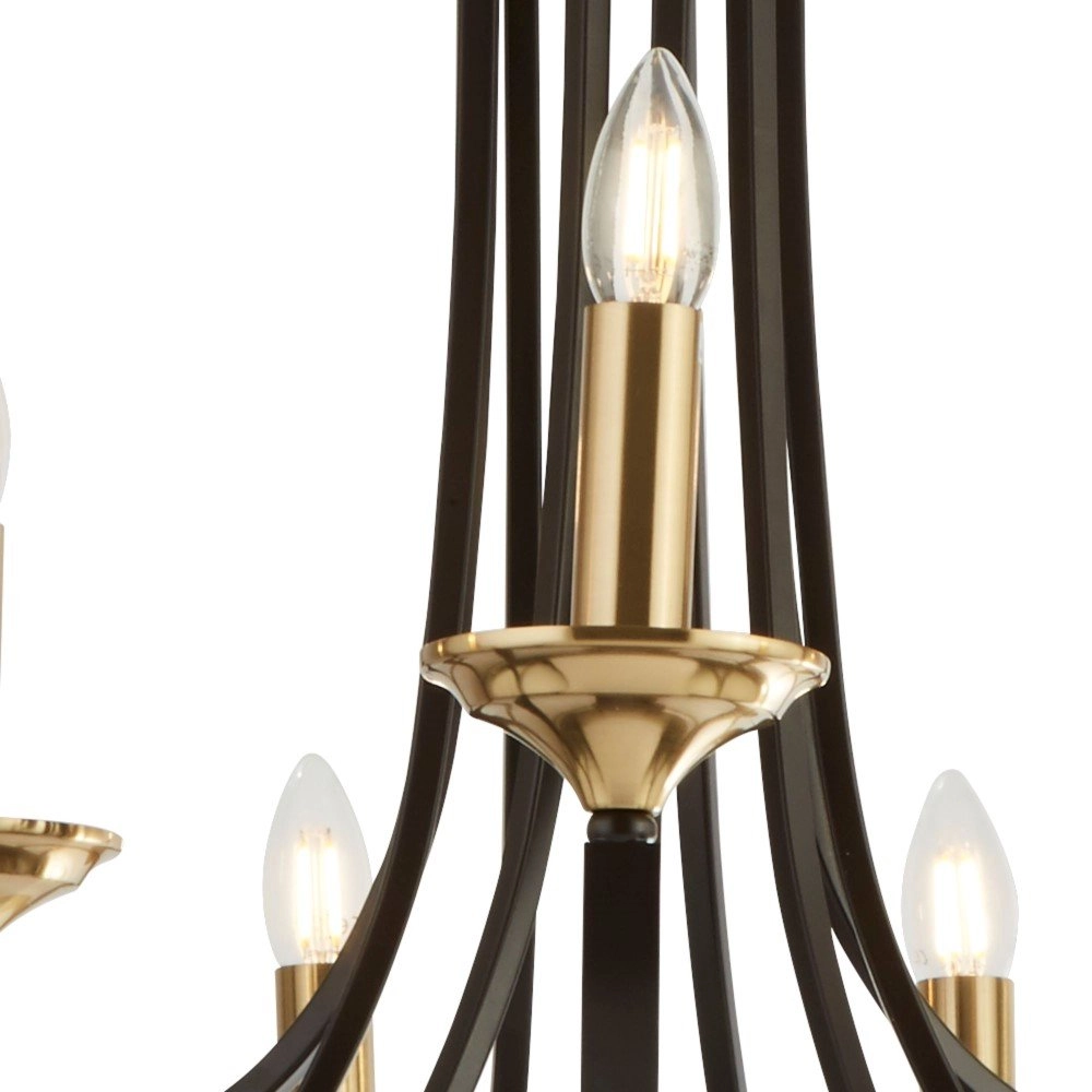 Klassischer Kronleuchter Belfry 9-flammig, 78 cm, Bronze mit Gold Searchlight 5053423135762