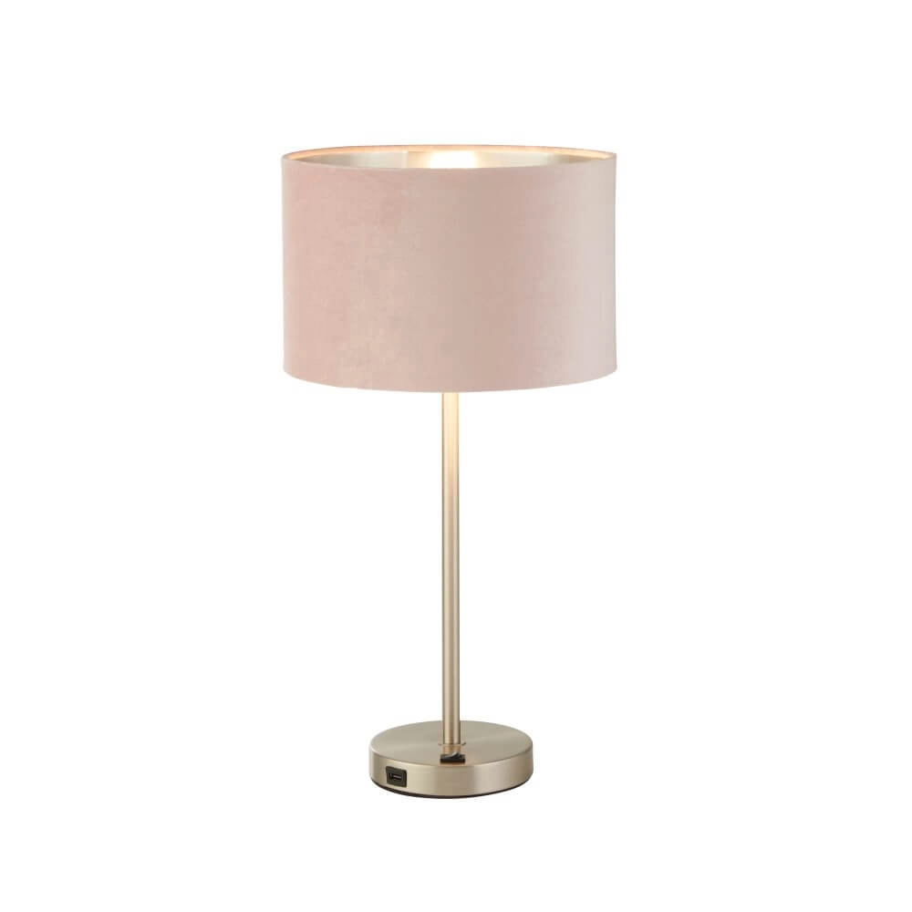 Schöne Tischlampe Finn Gold mit Rosa Searchlight 5053423257228