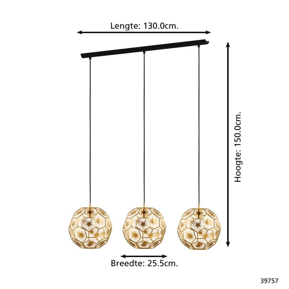 Goldene Hängelampe Skoura Esszimmer - 3-flammig Stars of Light 9002759397579